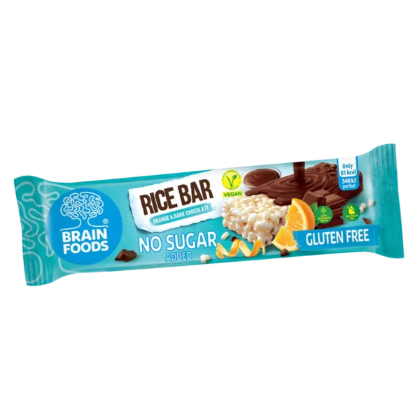 Brain Foods Rice Bar - Orange & Dark Chocolate